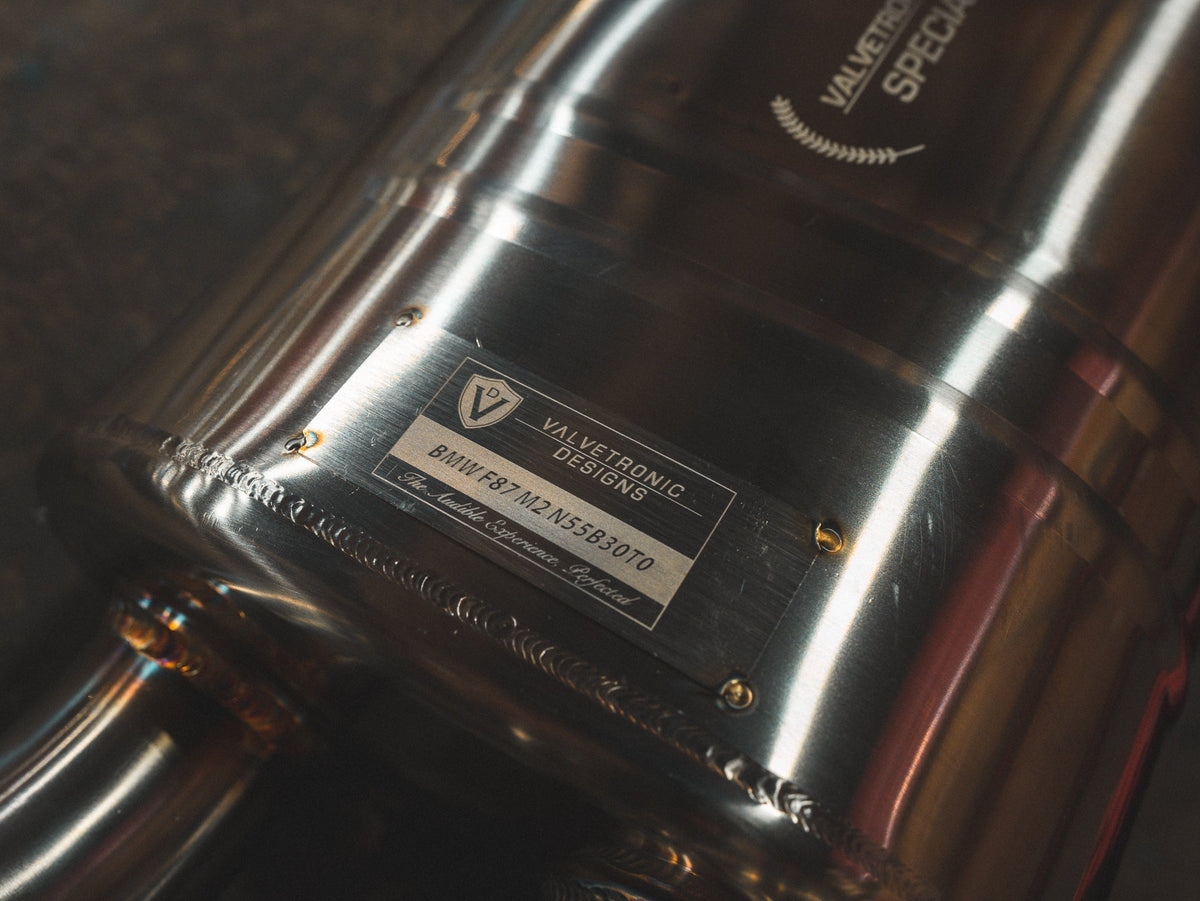 Valvetronic Designs - BMW F87 M2 Valved Sport Exhaust System (N55) - BMW.F87.M2.VSES.BR.BRSH, BMW.F87.M2.VSES.BR.BRT, BMW.F87.M2.VSES.BR.BLK, BMW.F87.M2.VSES.BR.FC, BMW.F87.M2.VSES.BR.RC