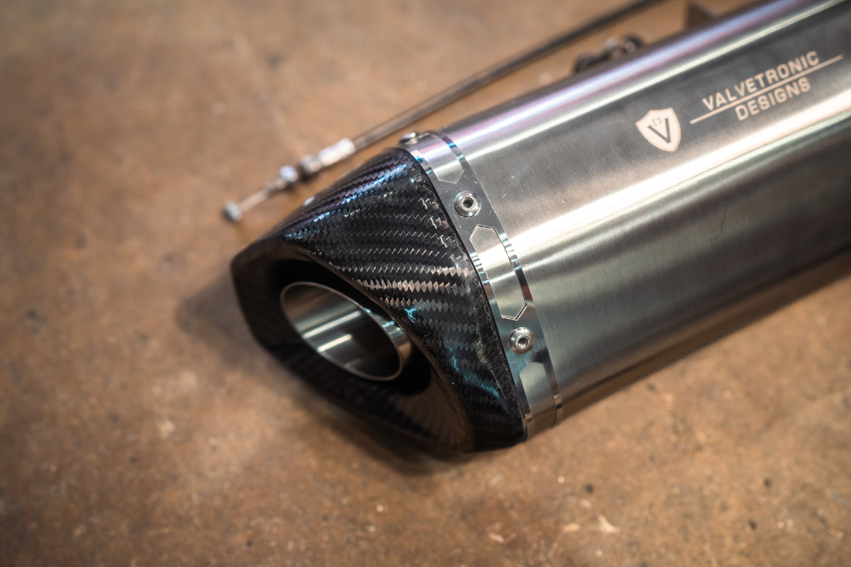 Valvetronic Designs - Valvetronic Motorcycle Valved Muffler - VTD.BIKE.SB.UVM.ANG.38MM, VTD.BIKE.SB.UVM.STR.38MM, VTD.BIKE.SB.UVM.ANG.44MM, VTD.BIKE.SB.UVM.STR.44MM, VTD.BIKE.SB.UVM.ANG.50MM, VTD.BIKE.SB.UVM.STR.50MM