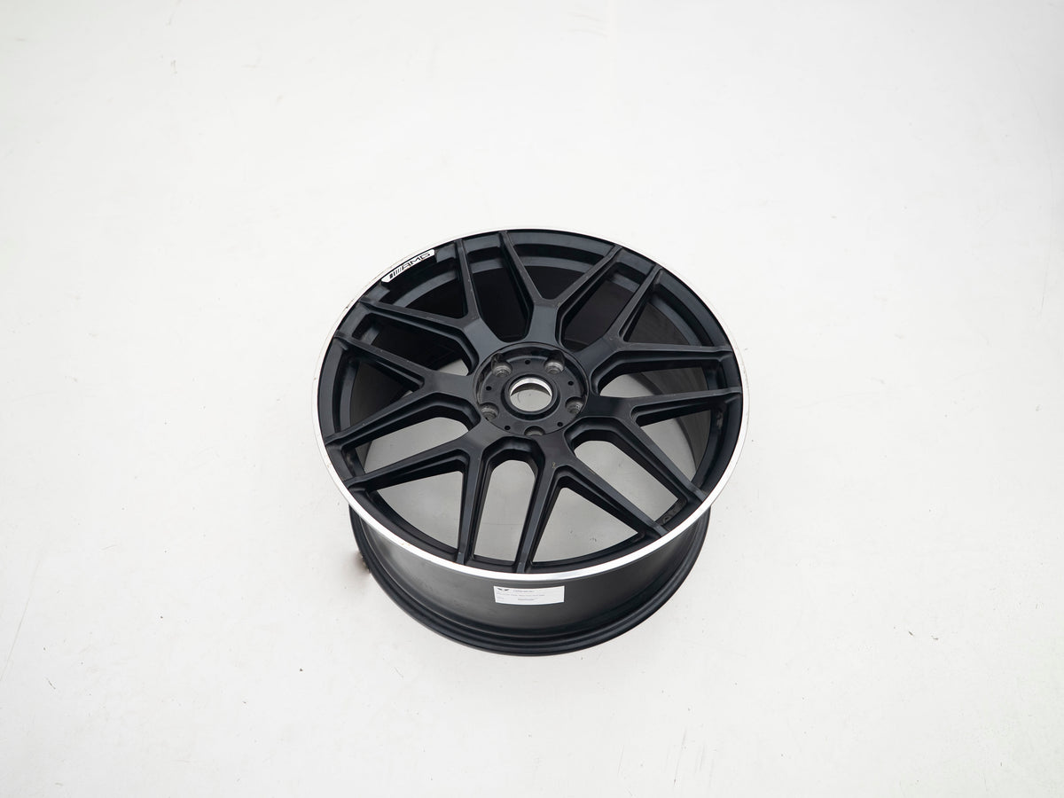 AMG 22-inch wheels, black face and silver lip — actual stock photograph