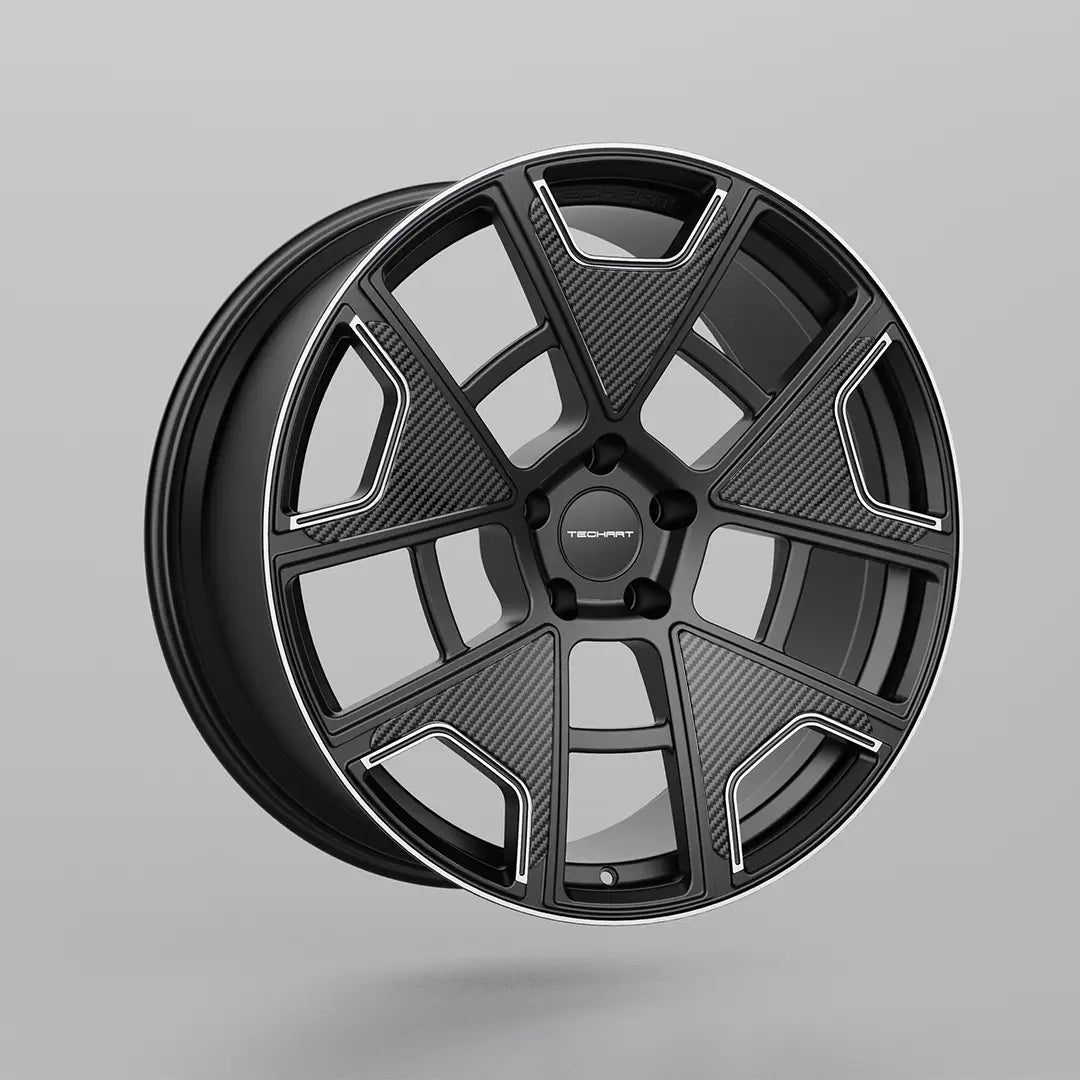 TECHART Surge carbon inlays shown fitted to a Daytona III wheel; wheel sold separately