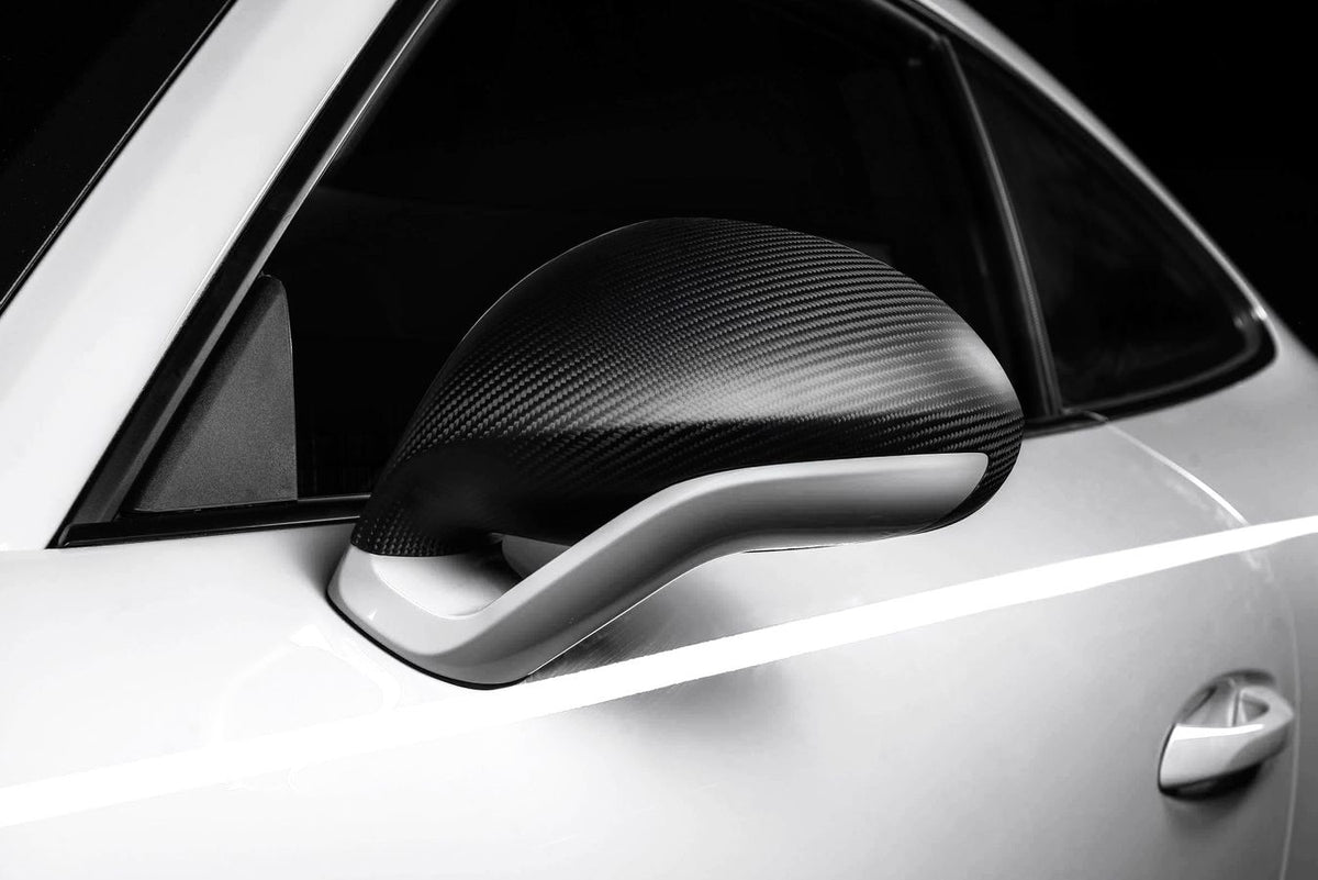 TECHART carbon SportDesign mirror shell with painted mirror base, installed view