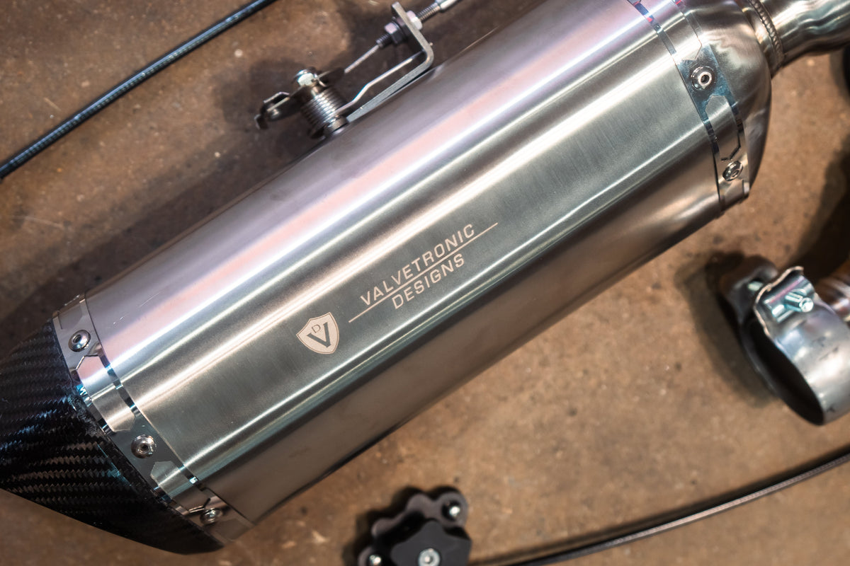 Valvetronic Designs - Valvetronic Motorcycle Valved Muffler - VTD.BIKE.SB.UVM.ANG.38MM, VTD.BIKE.SB.UVM.STR.38MM, VTD.BIKE.SB.UVM.ANG.44MM, VTD.BIKE.SB.UVM.STR.44MM, VTD.BIKE.SB.UVM.ANG.50MM, VTD.BIKE.SB.UVM.STR.50MM