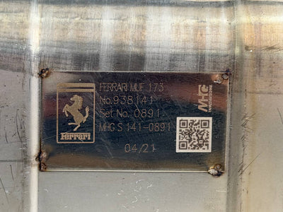Ferrari MUF 173 938141 MHG identification plate close up