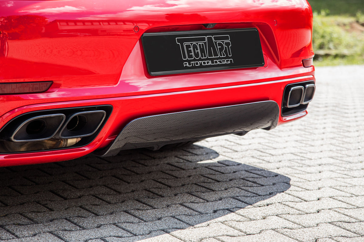 TECHART rear diffuser add-on fitted to Porsche 911 991.2 Turbo / Turbo S
