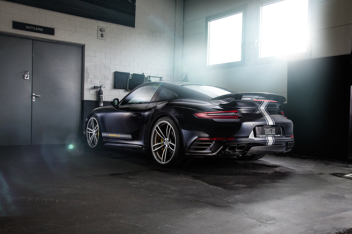 TECHART rear diffuser add-on fitted to Porsche 911 991.2 Turbo / Turbo S
