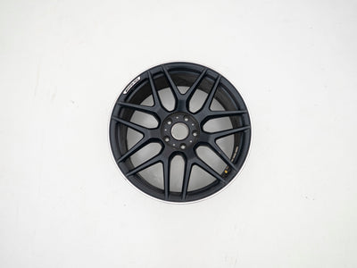 AMG 22-inch wheels, black barrel and face with silver lip — actual stock photograph