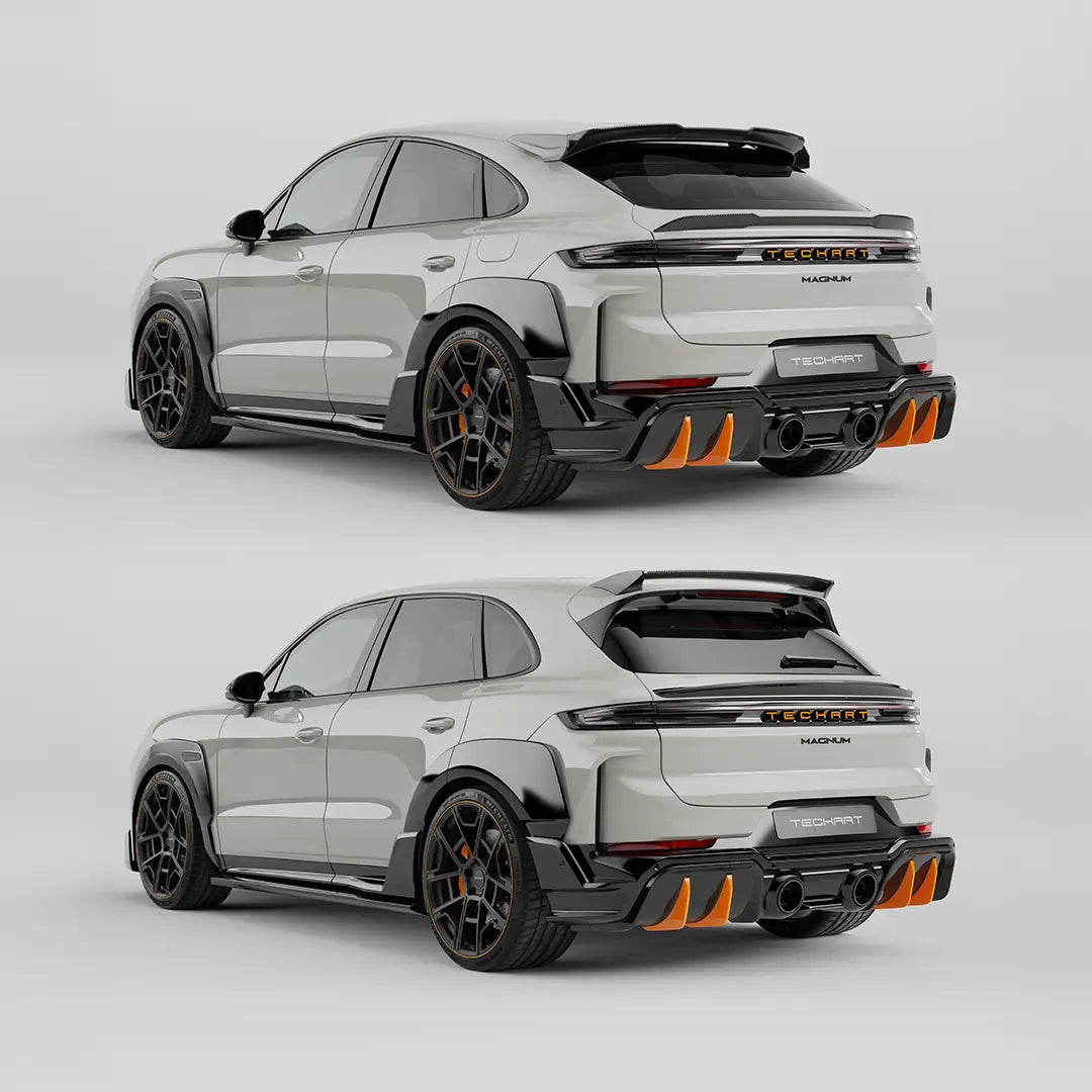 TECHART MAGNUM Sport aero kit rear and body view; vehicle shown with optional wheels, hood and other equipment